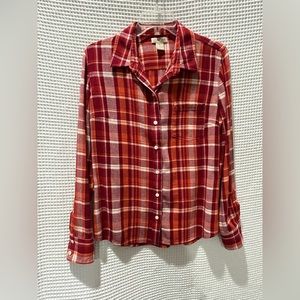 Lucky Brand Red Multi-Color Plaid Long Sleeve Button Up Shirt  - Sz Med